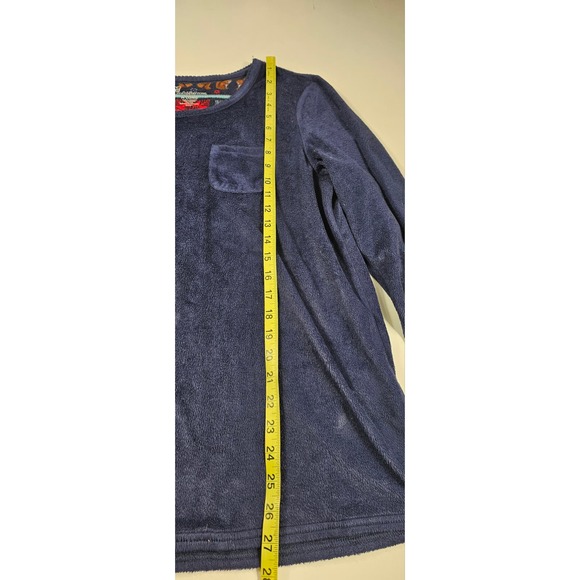 Croft & barrow size M LONG navy velour long sleeve top EUC SOFT ^ - Picture 6 of 6